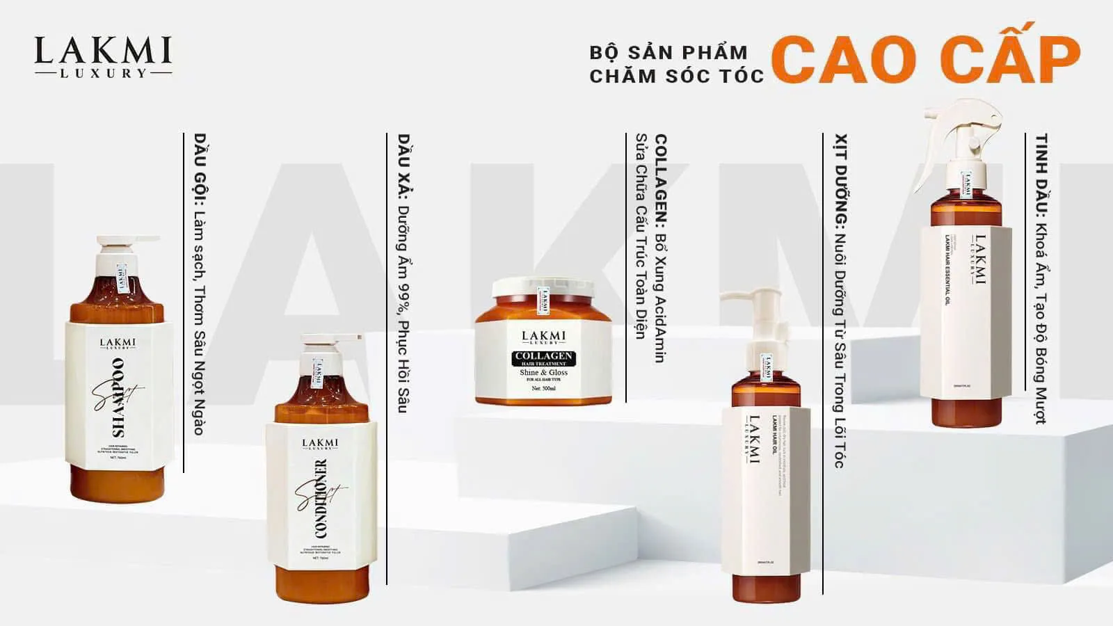 Bộ sản phẩm phục hồi tóc LAKMI Luxury